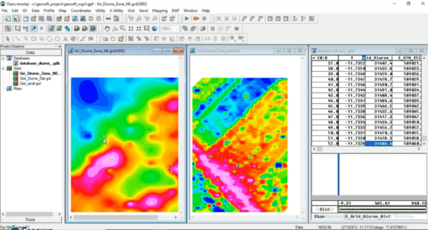 Geosoft Oasis Montaj, Cartographie d'anomalie Geochimique & Geophysique